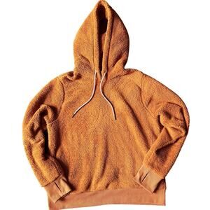 Athleta L‎ Orange Sherpa Lined Tugga Hoodie Active Winter Fall Soft Layers Comfy